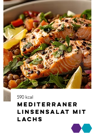 Mediterraner Linsensalat mit Lachs