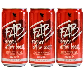 FAB Forever Active Boost
FAB ist unser erfrischender, koffeinhaltiger Energydrink mit Guarana und weiteren Fruchtextrakten wie Acai, Acerola und Cranberry. Die enthaltenen Vitamine B2, B3, B6 und B12 tragen bei zur Verringerung von Müdigkeit und Ermüdung und helfen dir so, den Tag mit voller Kraft zu meistern.