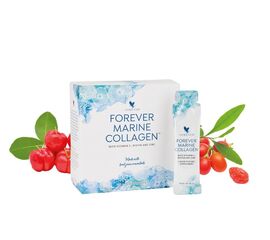 Forever Marine Collagen
Schönheit kommt von innen mit Forever Marine Collagen. Eine innovative Kombination aus hochwertigem Fischkollagen, Pflanzenextrakten und essentiellen Vitaminen wie Vitamin A, Zink und Biotin, welche zur Erhaltung von schöner Haut, Haaren und Nägeln beitragen. Forever Marine Collagen enthält zusätzlich Vitamin C, das zu einer normalen Kollagenbildung beiträgt, für eine normale Funktion der Haut, Knochen und Blutgefässe.