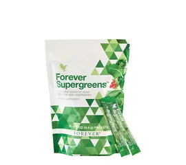 Forever Supergreens enthält über 20 Frucht- und Gemüsesorten sowie AloeVera. Die Kombination aus Vitamin C, E und Magnesium unterstützt die Leistungsfähigkeit deines Körpers. Mit Wasser oder einem anderen Getränk gemischt erhältst du einen leckeren grünen Superfood-Drink.