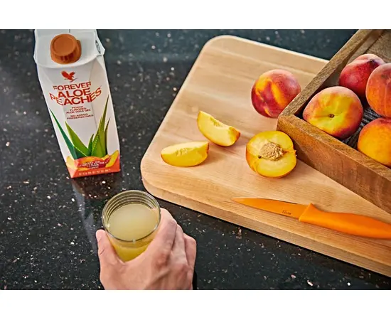 Forever Aloe Peaches - ist reich an Vitamin C und frei von Konservierungsstoffen.