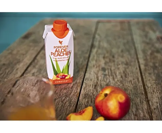 Forever Aloe Peaches - das leckere Aloe-Getränk enthält viel Vitamin C und ist frei von Konservierungsstoffen