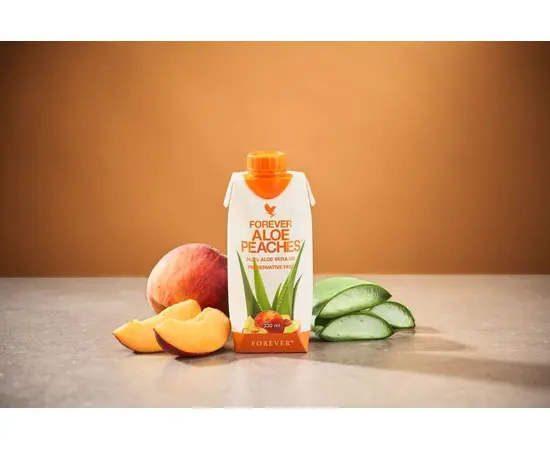 Forever Aloe Peaches - erlebe und geniesse die ganze Kraft der Aloe – mit über 84 Prozent reinem Aloe-Vera-Gel.