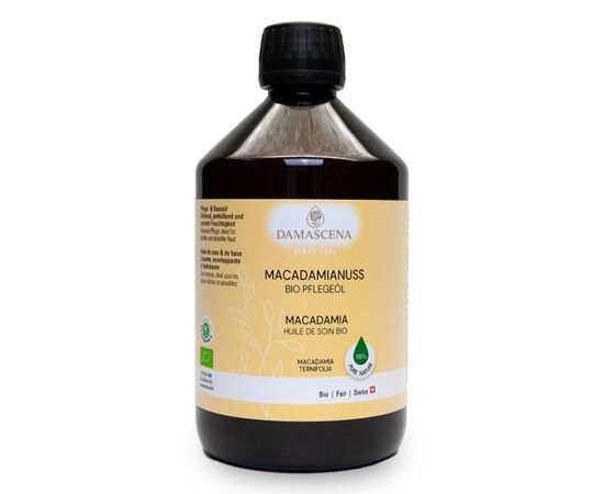 MyAloe.ch Macadamianussöl  BIO: Das goldgelbe, leicht nussig duftende Öl regeneriert, glättet und macht die Haut geschmeidig, ohne zu fetten.
