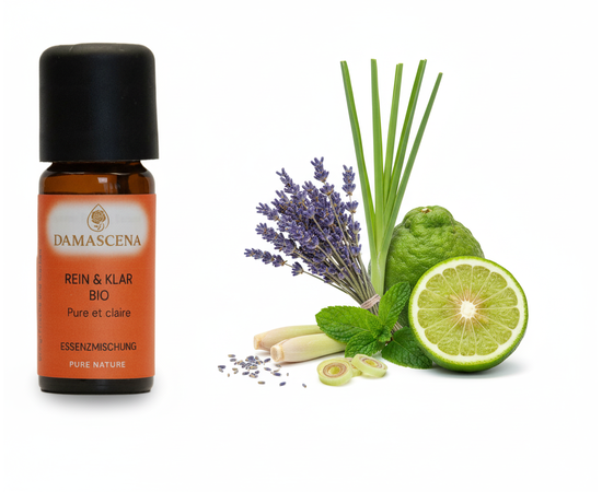 Ätherisches Öl von myAloe.ch: Rein & Klar Essenzmischung (enthält: Lemongrass, Pfefferminz, Bergamotte, Lavandin)